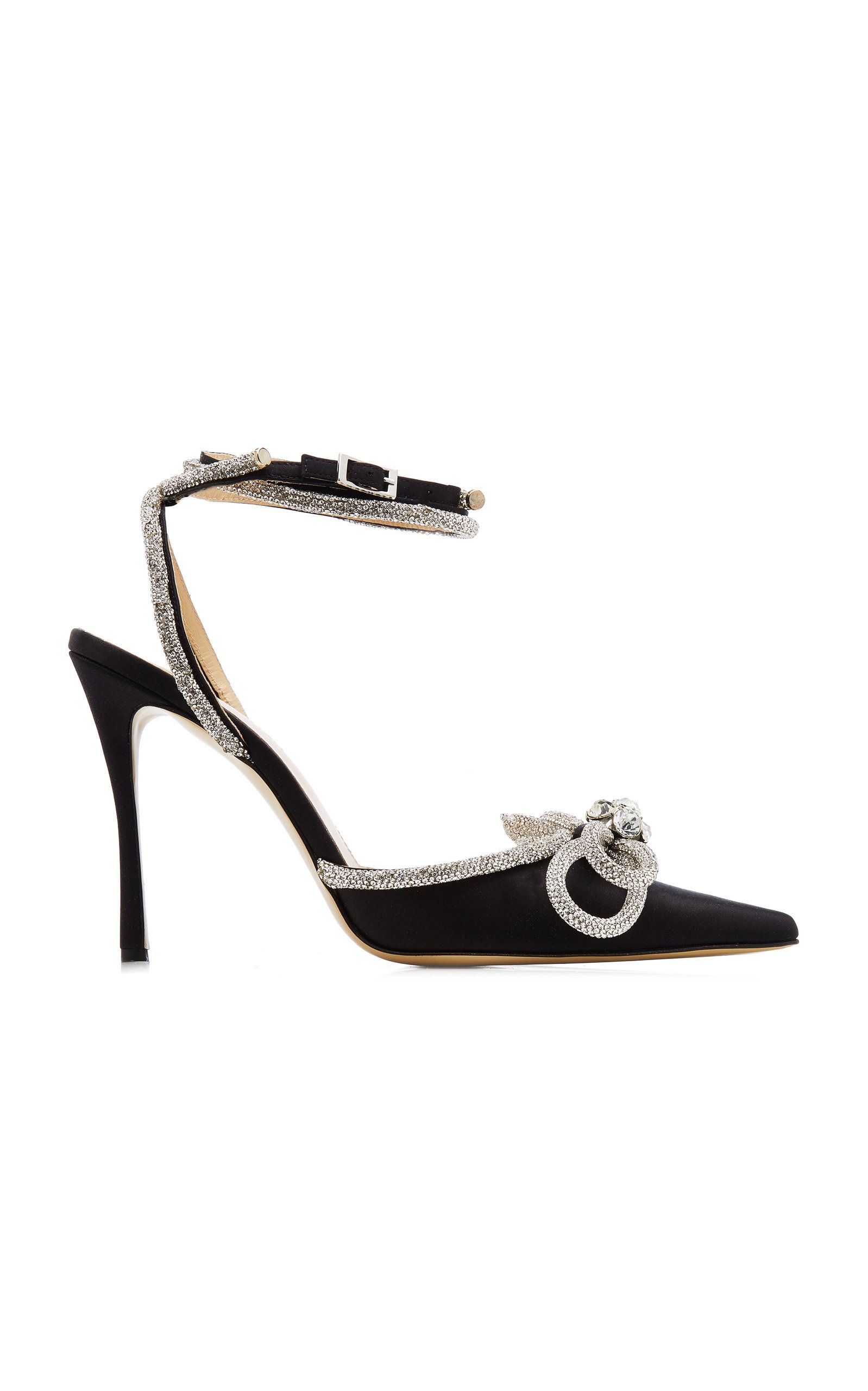 Mach & Mach Double Bow Crystal-Embellished Satin Pumps | Moda Operandi (Global)