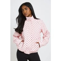 boohoo Women's Polka Dot Funnel Neck Jacket in Pink | Size: Medium | Polyurethane | boohoo (US & Canada)