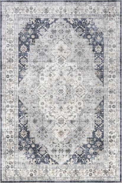 Navy Odette Washable Stain Resistant Area Rug | Rugs USA