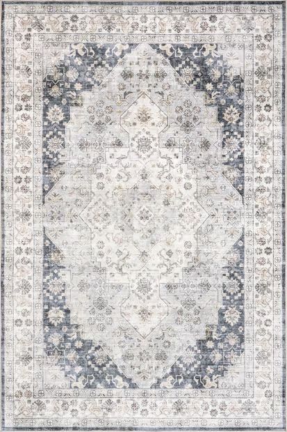 Navy Odette Washable Stain Resistant Area Rug | Rugs USA