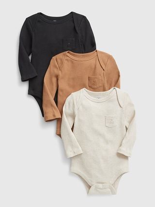 Baby 100% Organic Cotton Ribbed Pocket Bodysuit (3-Pack) | Gap (US)