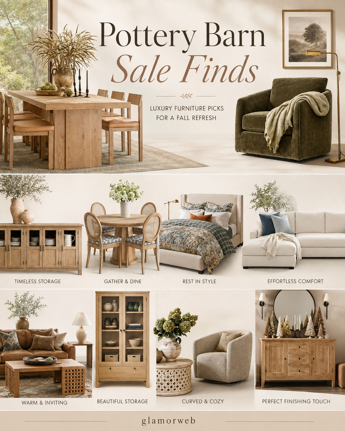 Pottery Barn sale finds are SO good for a cozy fall home refresh 🤎🍂 I’m loving all the warm wood tones, comfy seating, dreamy beds, dining pieces, storage cabinets, and timeless furniture that make every room feel instantly more elevated. Such pretty finds for refreshing the living room, bedroom, or dining space before fall hosting season starts. ✨

#PotteryBarn #PotteryBarnFinds #PotteryBarnSale #LaborDaySale #LaborDayDeals #FurnitureSale #FallHomeRefresh #FallHome #FallDecor #LivingRoomRefresh #DiningRoomIdeas #BedroomRefresh #SofaFinds #SectionalSofa #AccentChair #DiningTable #FurnitureFinds #HomeDecorFinds #CozyHome #NeutralHome #FallInteriors #HomeInspo #InteriorInspo #LTKHome #LTKFinds 

 #LTKSeasonal #LTKHome #LTKSaleAlert