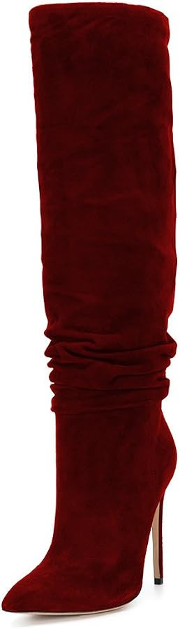 FSJ Women Versatile Stretchy Knee High Boots Stiletto High Heels Pull On Slouchy Fashion Long Boo... | Amazon (US)