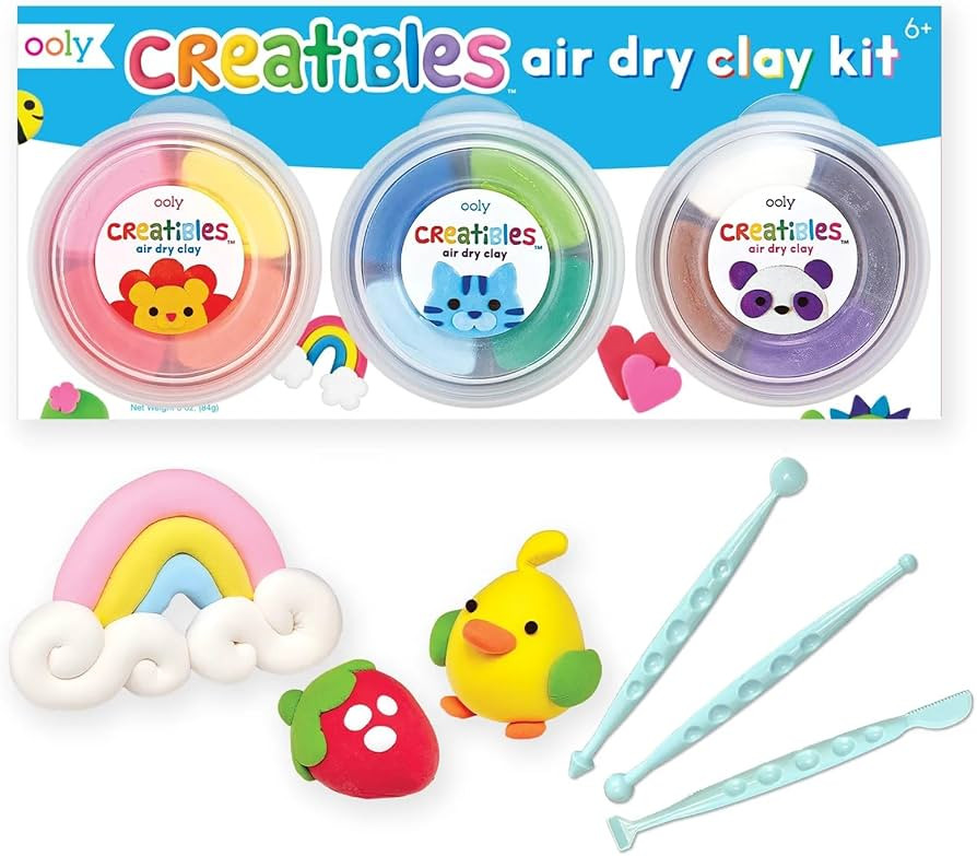 OOLY Creatibles, 12 Colors Air Dry Clay Kit for Kids Craft, Modeling Clay with 3 Shaping Tools, C... | Amazon (US)