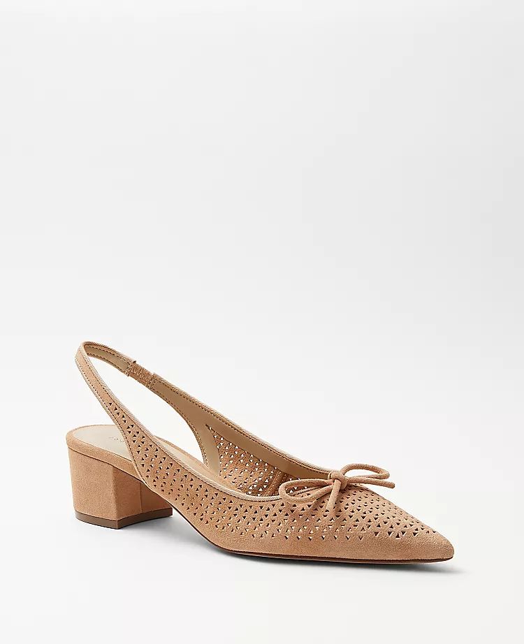 Perforated Suede Slingback Pumps | Ann Taylor (US)