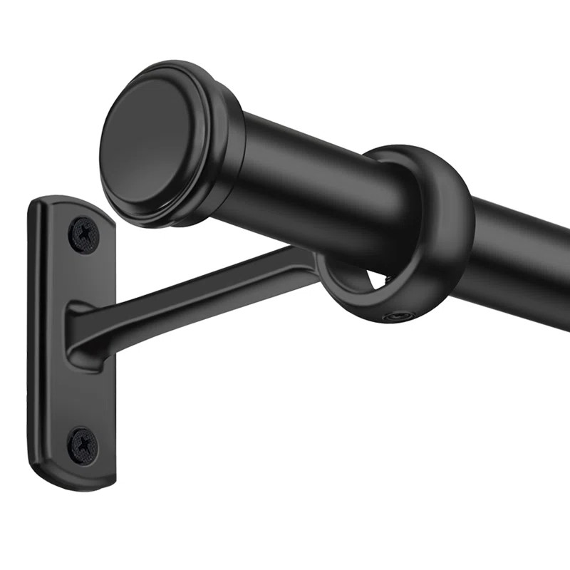Aresha 1" Diameter Adjustable Length Single Curtain Rod with Brackets Black | Wayfair North America