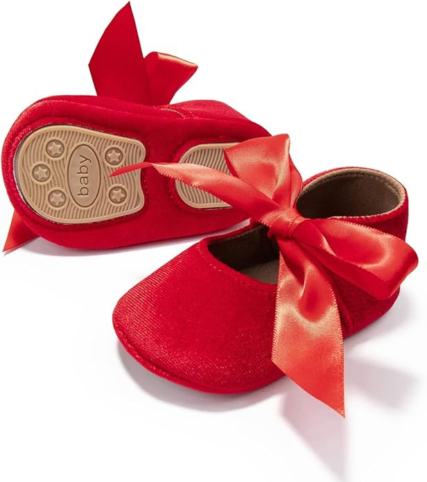 KIDSUN Infant Baby Girls Mary Jane Shoes Non-Slip Rubber Sole Ballet Slippers Princess Dress Wedd... | Amazon (US)