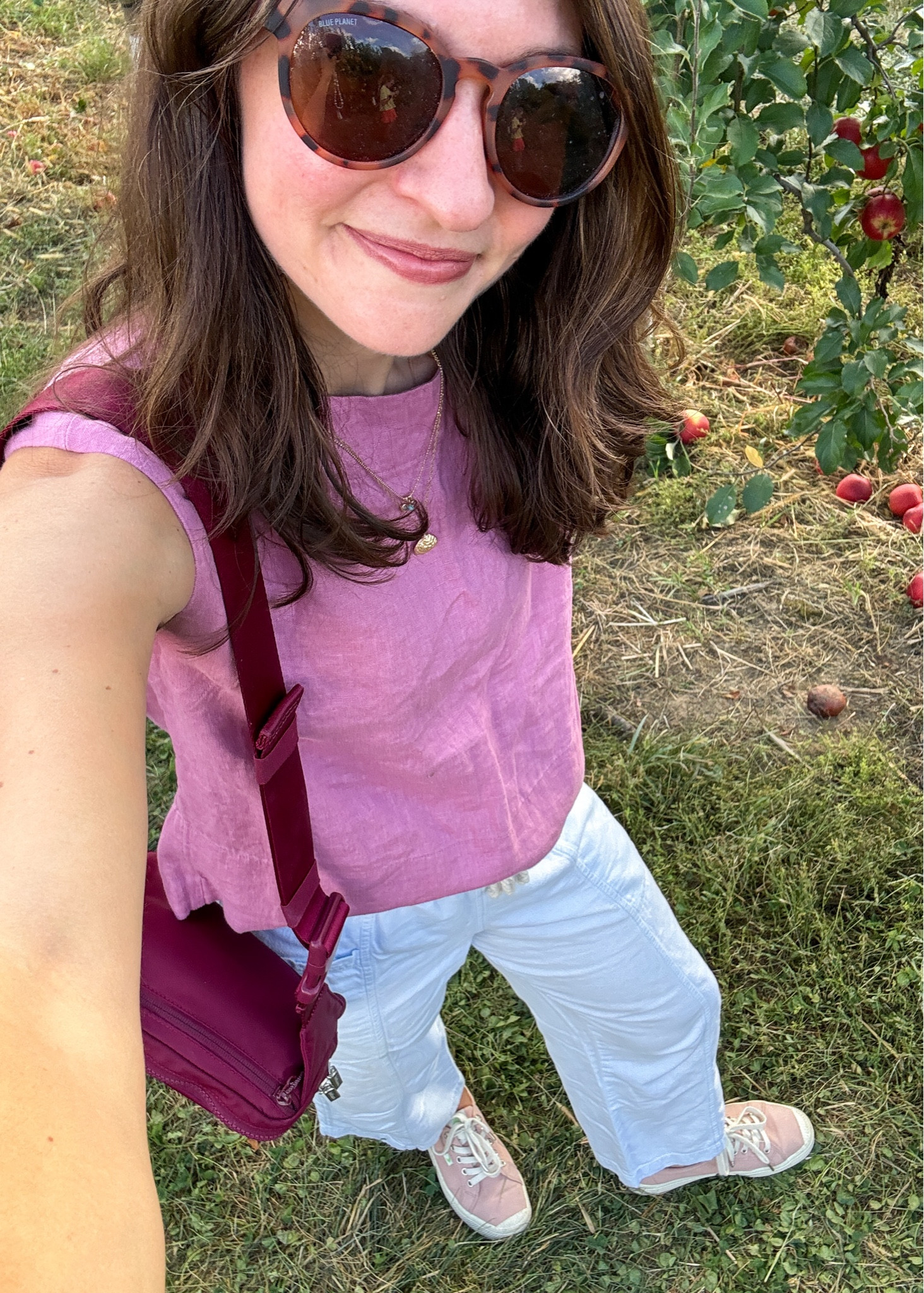 Apple picking with everyone else in the northeast 🍎🍁 Still wearing pink, though 🩷 #LTKsustainable #LTKsustainablestyle Follow @brittanyamonroe for vibrant, timeless, & sustainable style picks for everyday living! Sunglasses are Blue Planet  

#LTKFindsUnder100 #LTKStyleTip #LTKSeasonal