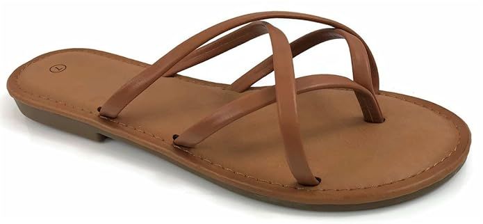 Fashion Women's Flip Flops Criss Cross Strappy Summer Sandal Flat Thong Straps | Amazon (US)