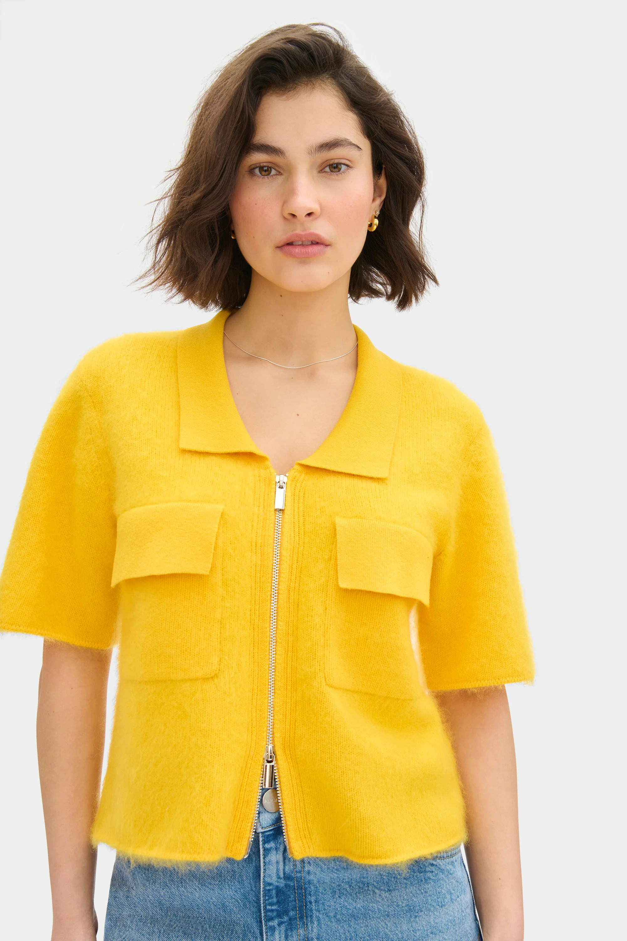 ALIGNE Brushed Wool Zip Up Knitted Shirt - Yellow | Erika | ALIGNE USA