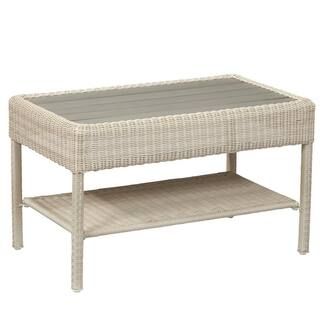 Hampton Bay Park Meadows Off-White Wicker Outdoor Patio Coffee Table 65-21455W - The Home Depot | The Home Depot