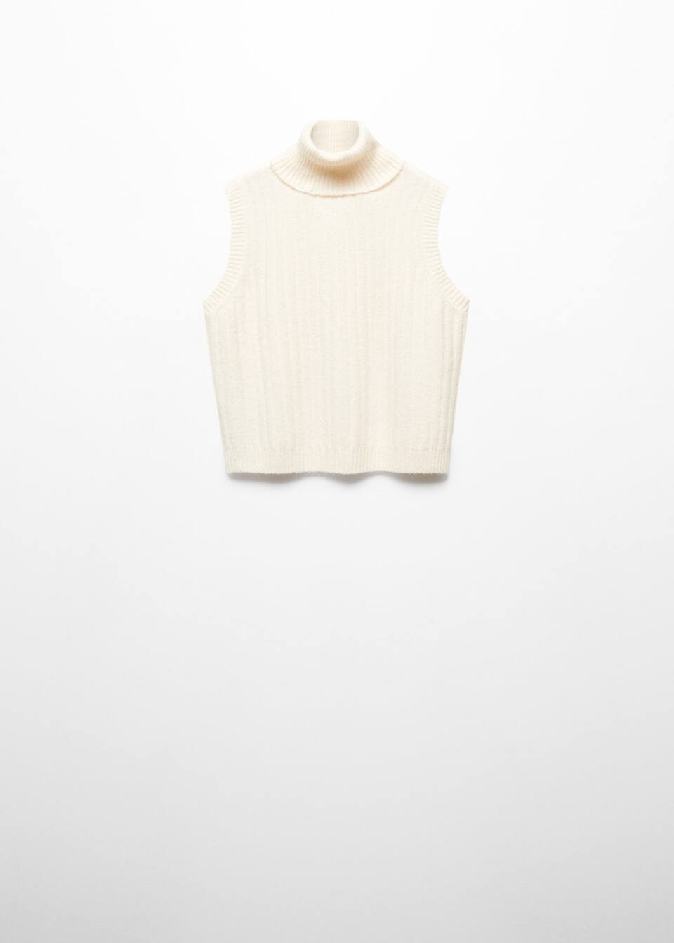 Gilet maille côtelée col roulé -  Femme | Mango France | MANGO (FR)
