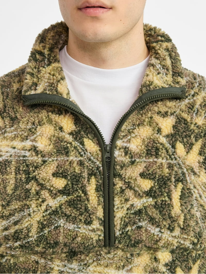 No Boundaries Faux Shearling Quarter Zip Pullover, Men’s | Walmart (US)