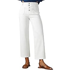 Sidefeel Women's Wide Leg Jeans High Waisted Zimbaplatinum Stretchy Straight Leg Jeans Buttoned L... | Amazon (US)