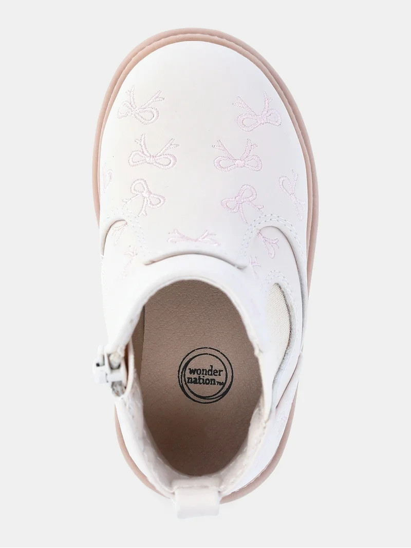 Wonder Nation Baby Girls' Embroidered Bows Chelsea Boots | Walmart (US)