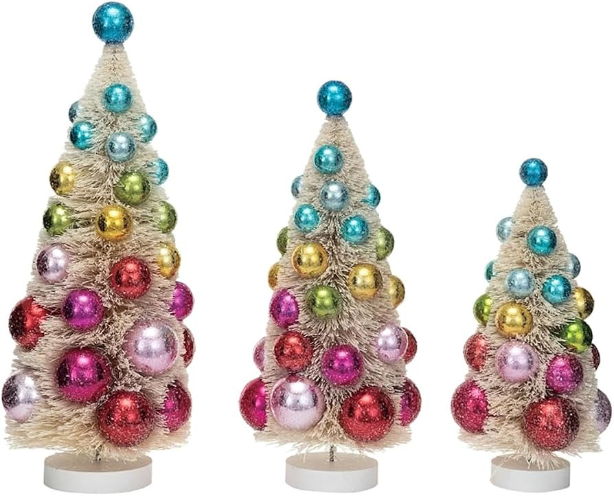The Bridge Collection Rainbow Sisal Bottle Brush Tree Figurines - Set of 3 | Amazon (US)