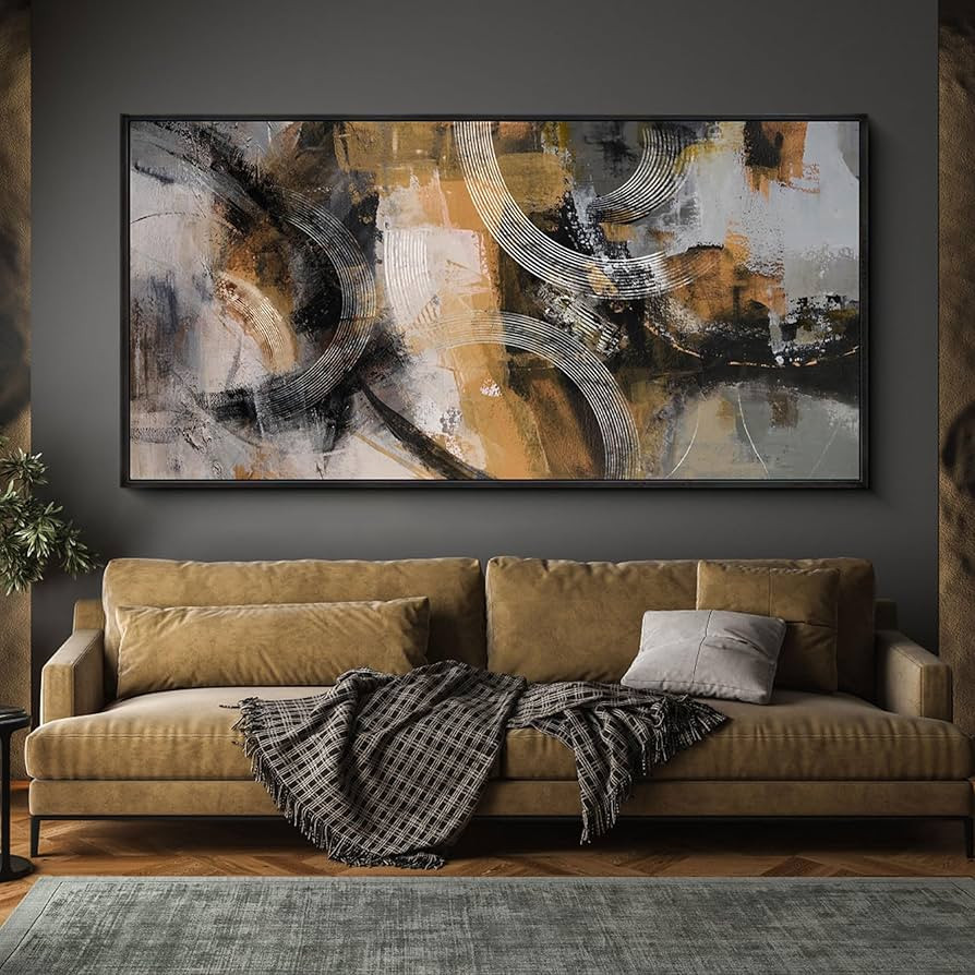 KLAKLA Wall Art for Living Room & Office - Modern Abstract Canvas Wall Art Decor - Orange, Gray, ... | Amazon (US)