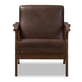 Baxton Studio Bianca Dark Brown/"Walnut" Brown Fabric Lounge Chair 28862-7544-HD - The ... | The Home Depot