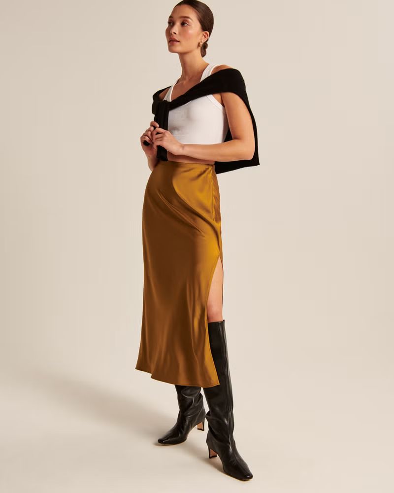 Women's Elevated Satin Maxi Skirt | Women's Bottoms | Abercrombie.com | Abercrombie & Fitch (US)