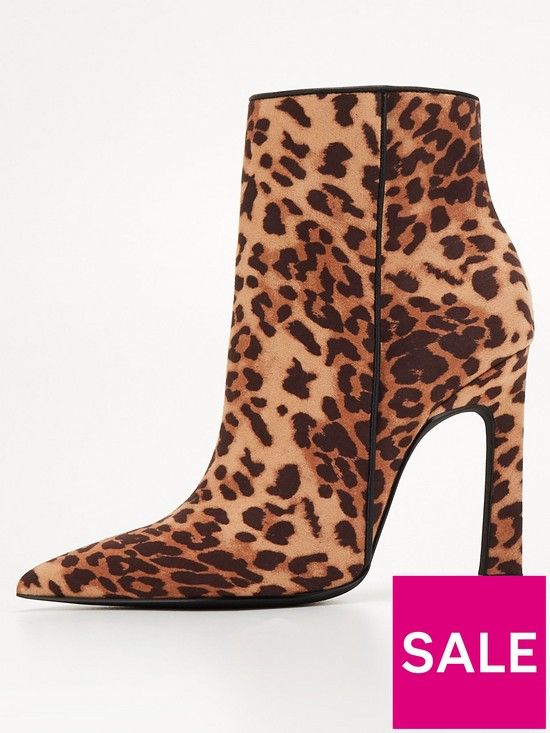 Point Toe Leopard Ankle Boot - Brown | Very (UK)