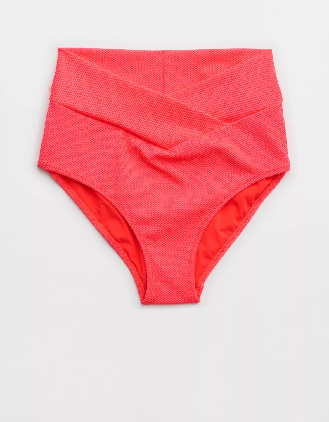 Aerie Shine Pique Crossover High Waisted Bikini Bottom | Aerie