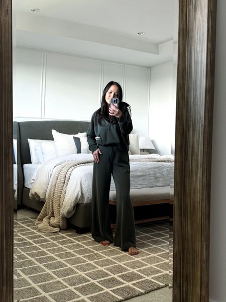 Spanx air essentials. My go to travel outfit, lazy day outfit, errand outfit, everything outfit 🤣 new Spanx discount code for 10% off too! SPHXSPANX 

Colour is dark palm 
5’5” went with a small 

#LTKstyletip #LTKtravel