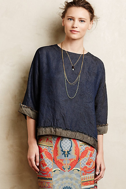Fringed Indigo Top | Anthropologie (US)