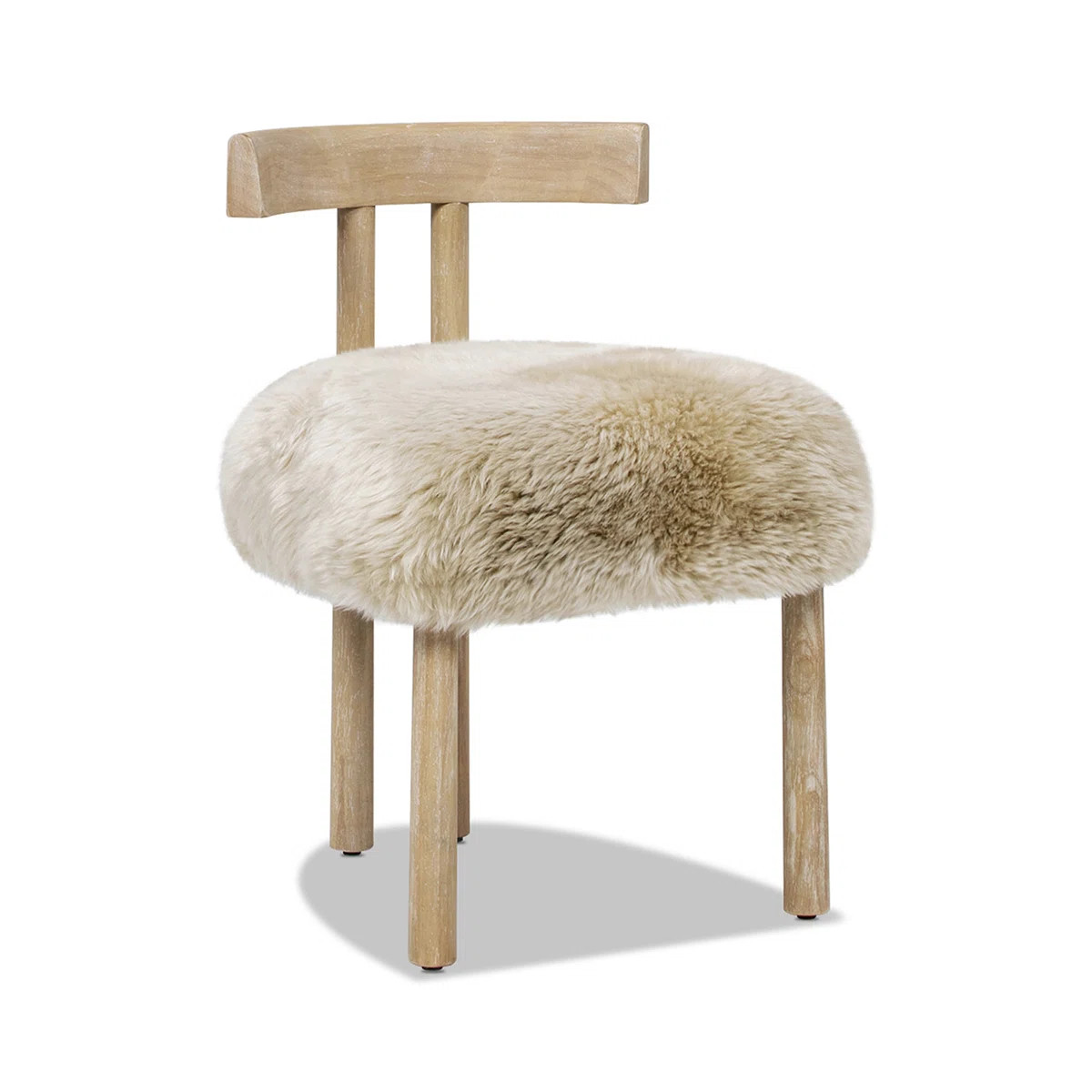 DeMille 19.5" Genuine Sheepskin Fur Split Back Dining Chair | Wayfair North America