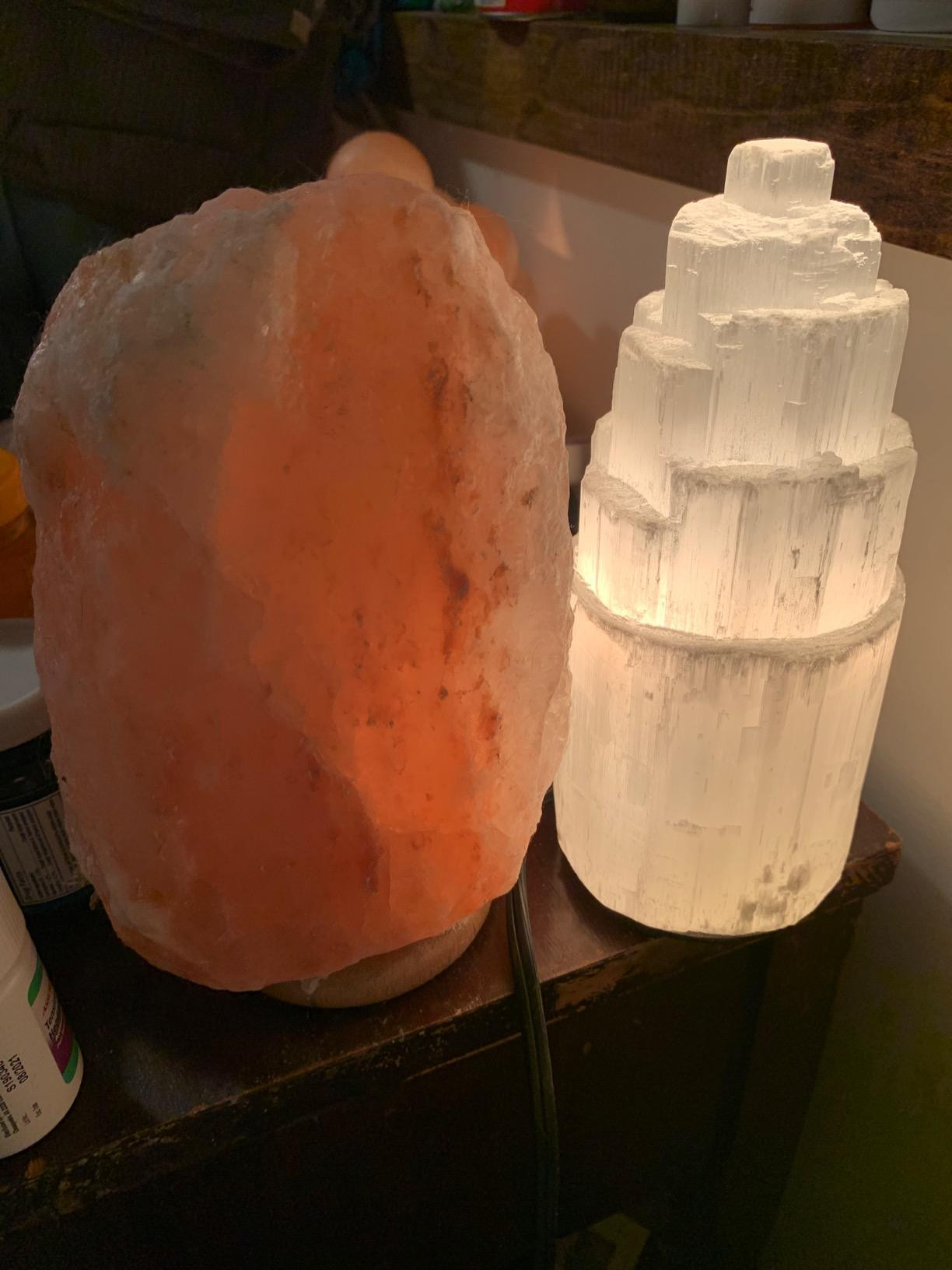 WBM Selenite Crystal Lamp 20cm, Hand Curved Morocco |Skyscraper| Crystals and Healing Stones,(ETL... | Amazon (US)