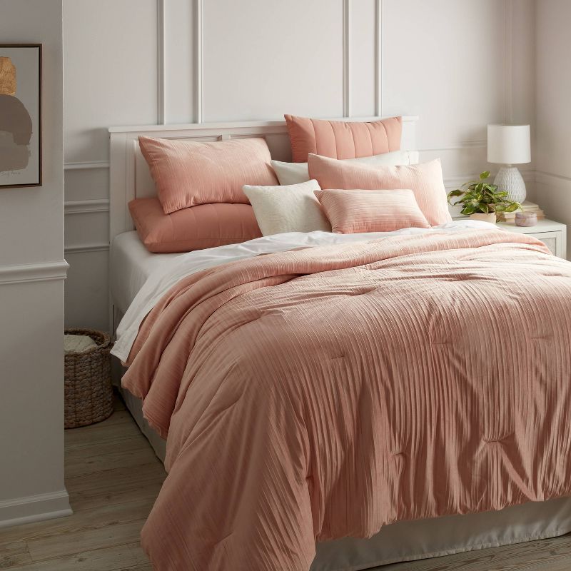 8pc Luxe Velvet Comforter Set Salmon Pink - Threshold™ | Target
