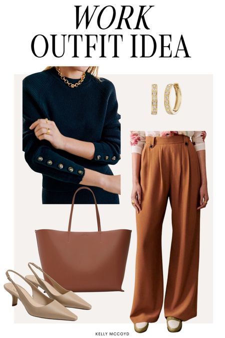What to wear to work
Office outfit idea 
Sezane trousers, Sezane sweater, leather tote, Sam Edelman slingbacks #LTKworkwear #LTKstyletip

#LTKSeasonal