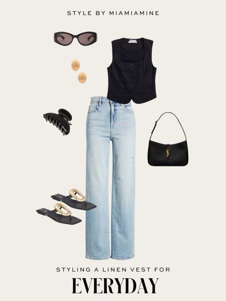 Chic summer outfit
Abercrombie linen vest
Nordstrom straight leg jeans under $100
Jeffrey Campbell sandals
Gucci sunglasses 
Saint Laurent handbag 




#LTKStyleTip #LTKFindsUnder100 #LTKTravel