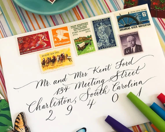 Rainbow Colors Vintage Postage Stamps  7 Unused Vintage - Etsy | Etsy (US)