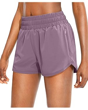 SANTINY Women's Running Shorts with Zip Pockets High Waisted Athletic Workout Gym Shorts for Wome... | Amazon (US)