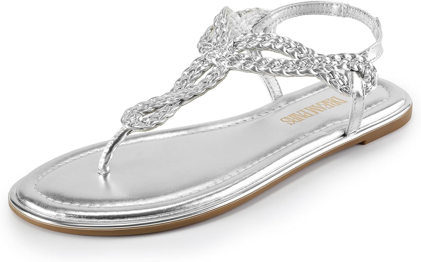 DREAM PAIRS Women's Flat Sandals Dressy Summer Stappy Comfortable Ankle Elastic T-Strap Beach Tho... | Amazon (US)