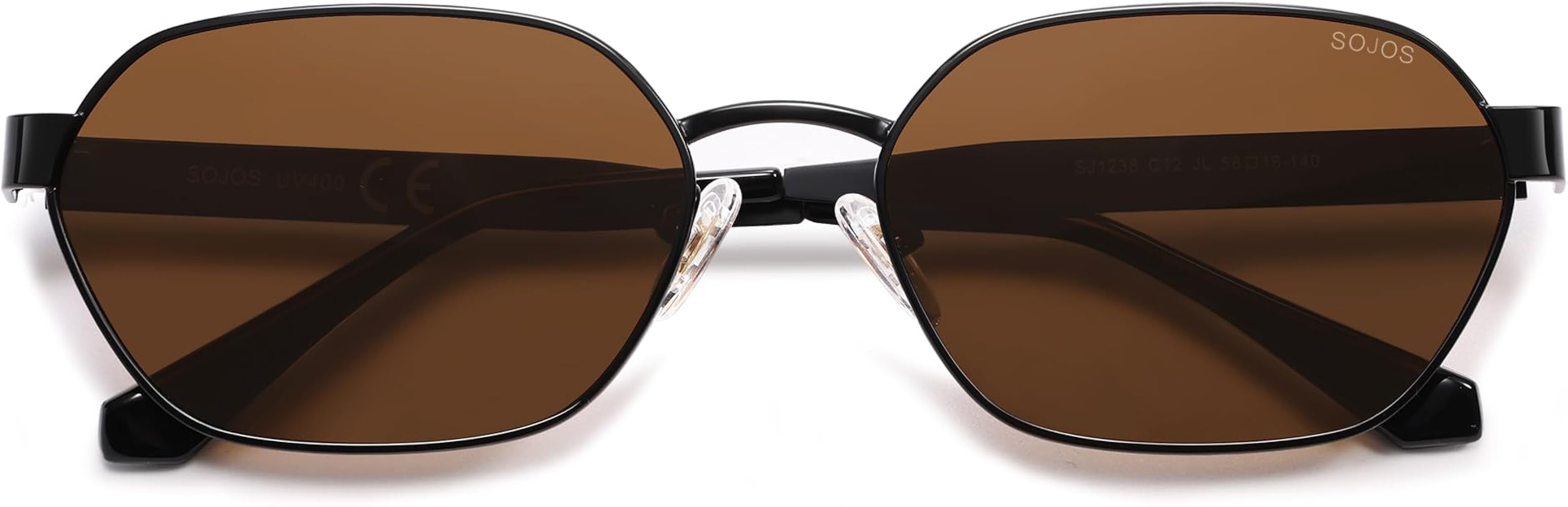 SOJOS Trendy Polarized Hexagon Sunglasses for Women Men, UV400 Retro Rectangle Shades SJ1238 | Amazon (US)
