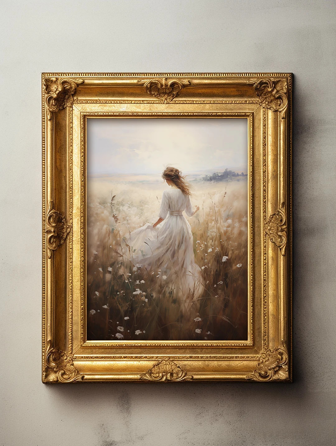 Vintage Painting, Wildflower Field, Cottagecore, Farmhouse Art Print, Oil Painting, Digital Downl... | Etsy (US)