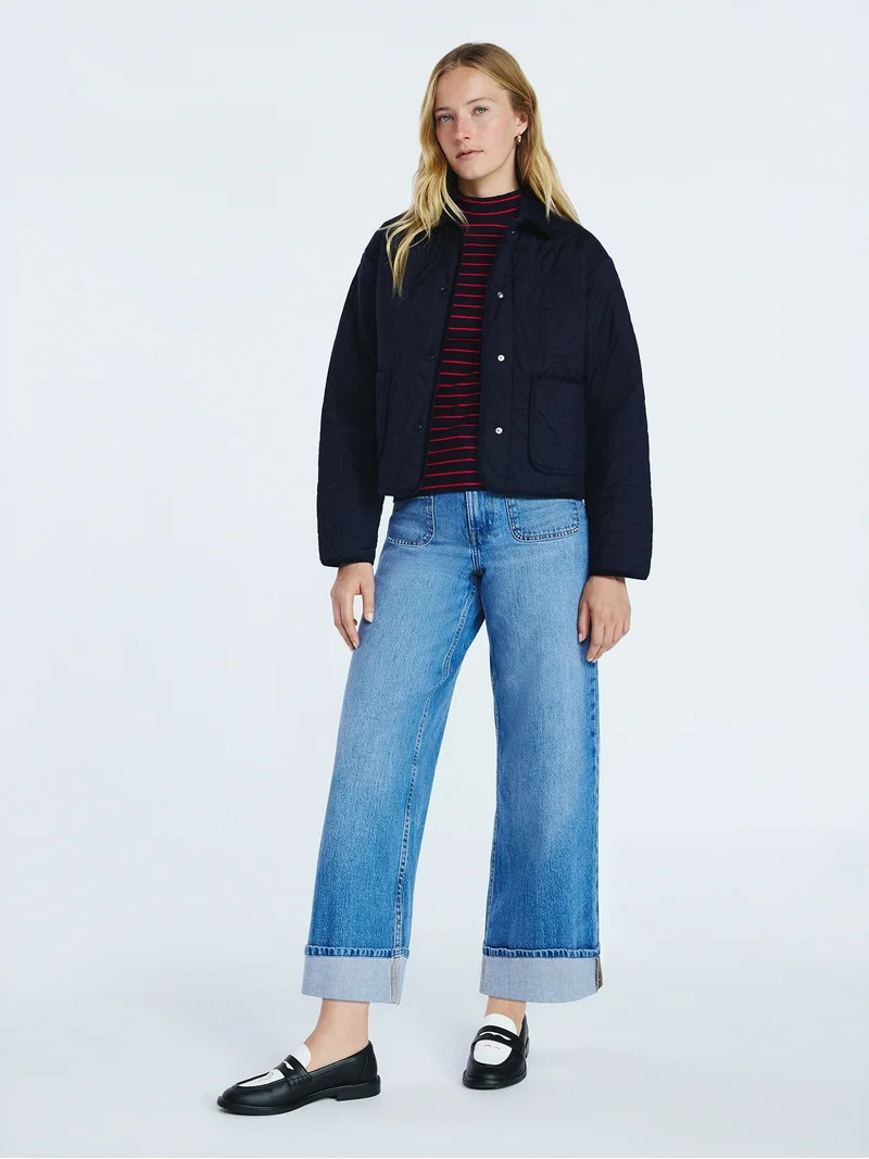 Free Assembly Women's and Women's Plus Floral Quilted Jacket, Sizes XS-4X | Walmart (US)