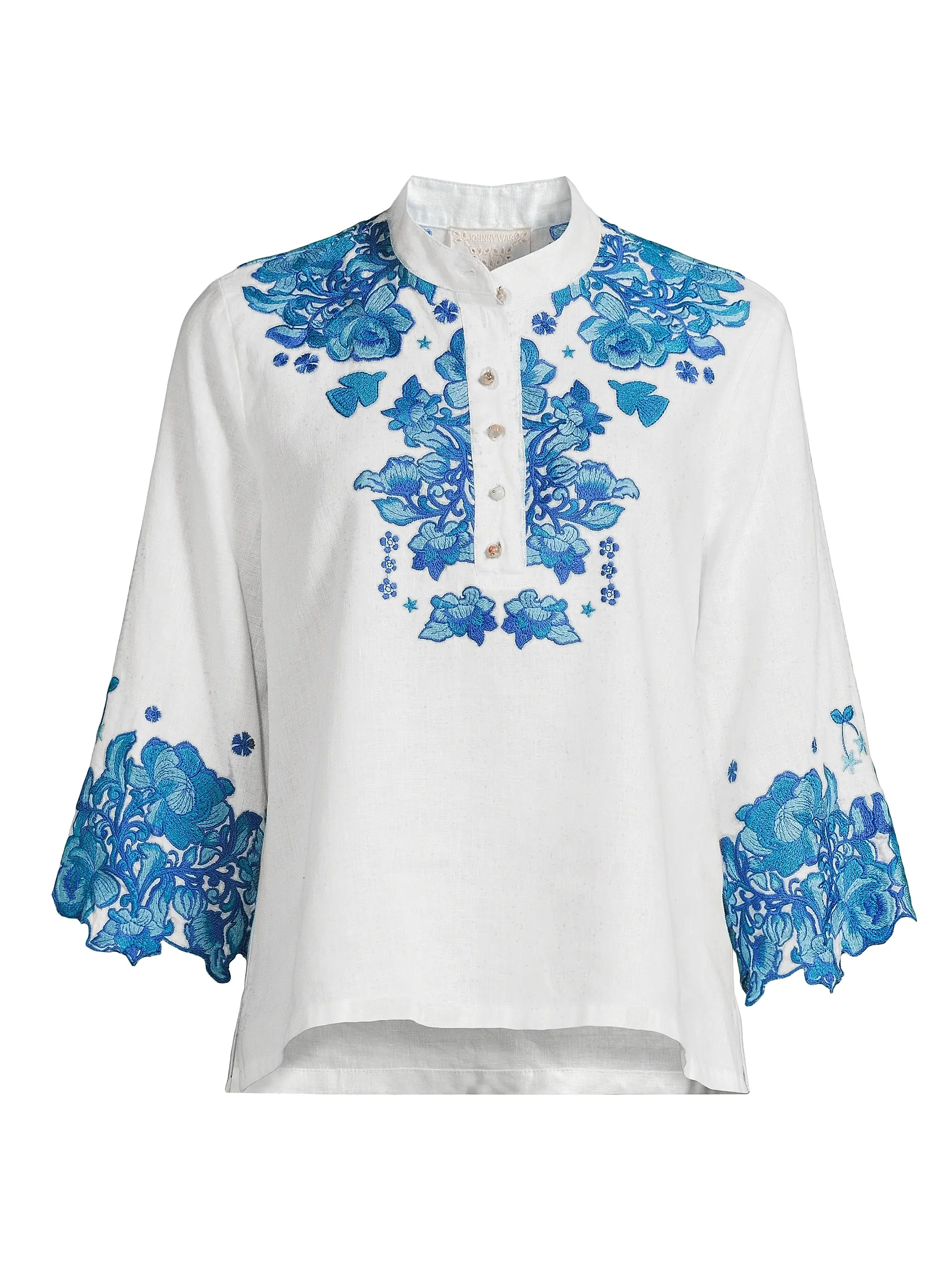 Elly Embroidered Linen Blouse | Saks Fifth Avenue