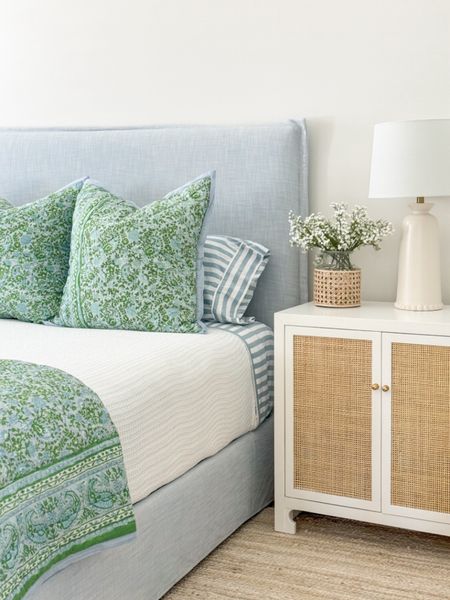 *Many of these items are currently on sale* Loving this bedding combo for spring in our bedroom! I bought both the colorful quilt and striped sheets last year so they’re now on clearance/sale! Also linking our light blue linen bed, rattan nightstands, ivory jute rug, faux baby’s breath and cane vase! I’ll include a look for less option for this bed and nightstand as well. See our full spring home tour here: https://lifeonvirginiastreet.com/2024-spring-home-tour/.
.
#ltkhome #ltkfindsunder50 #ltkfindsunder100 #ltkstyletip #ltkvideo #ltkseasonal coastal decor, coastal decorating, amazing home, Serena & lily bed 

#LTKhome #LTKsalealert #LTKSeasonal