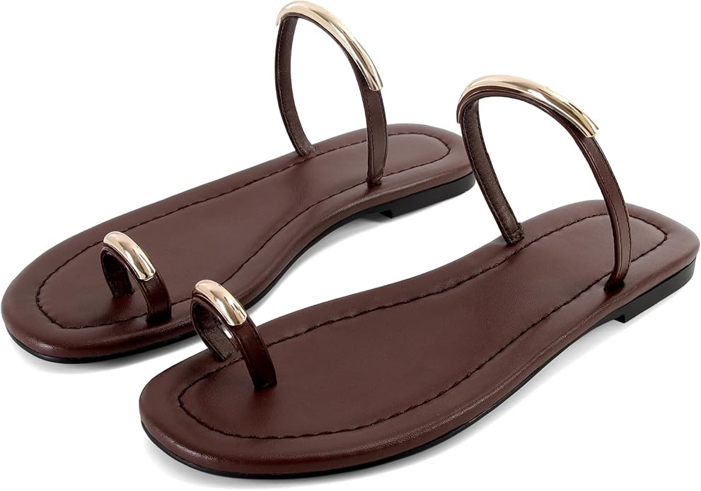 SOVANYOU Women's Toe Ring Thong Sandals Slip On Flat Flip Flops Open-Toe Slide Summer Sandals for... | Amazon (US)