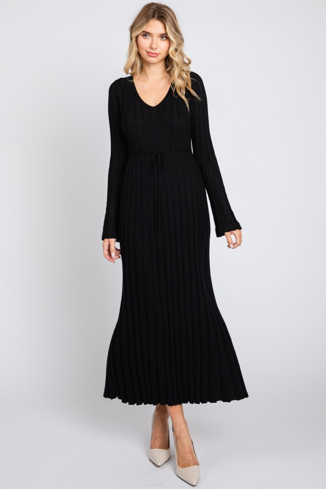 Black Ribbed Knit Maxi Dress | PinkBlush Maternity