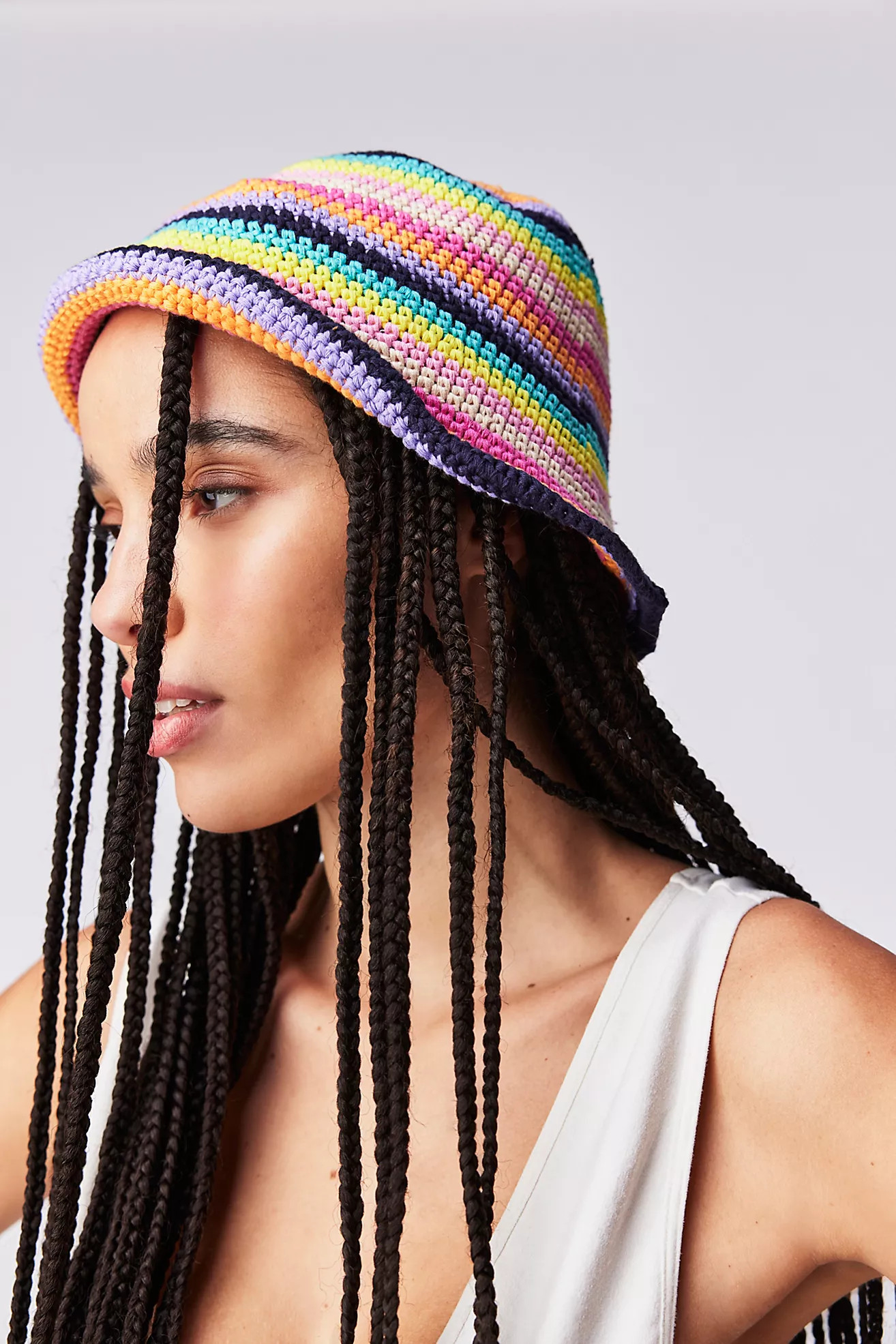 Rainbow Stripe Crochet Bucket Hat | Free People (Global - UK&FR Excluded)