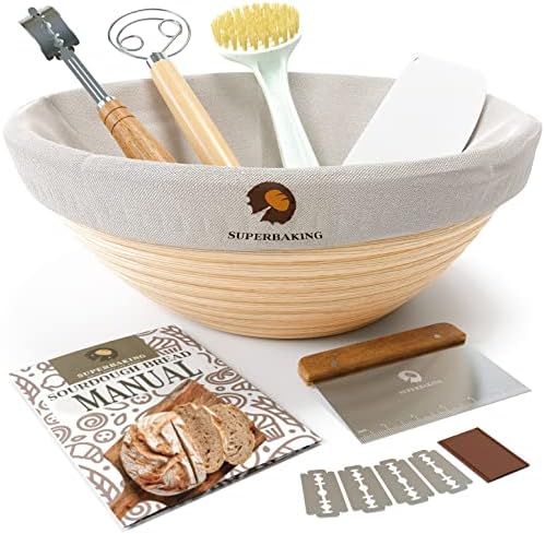 Superbaking Banneton Bread Proofing Basket Set, Round 9" Sourdough Proofing Basket for Bread Maki... | Amazon (US)