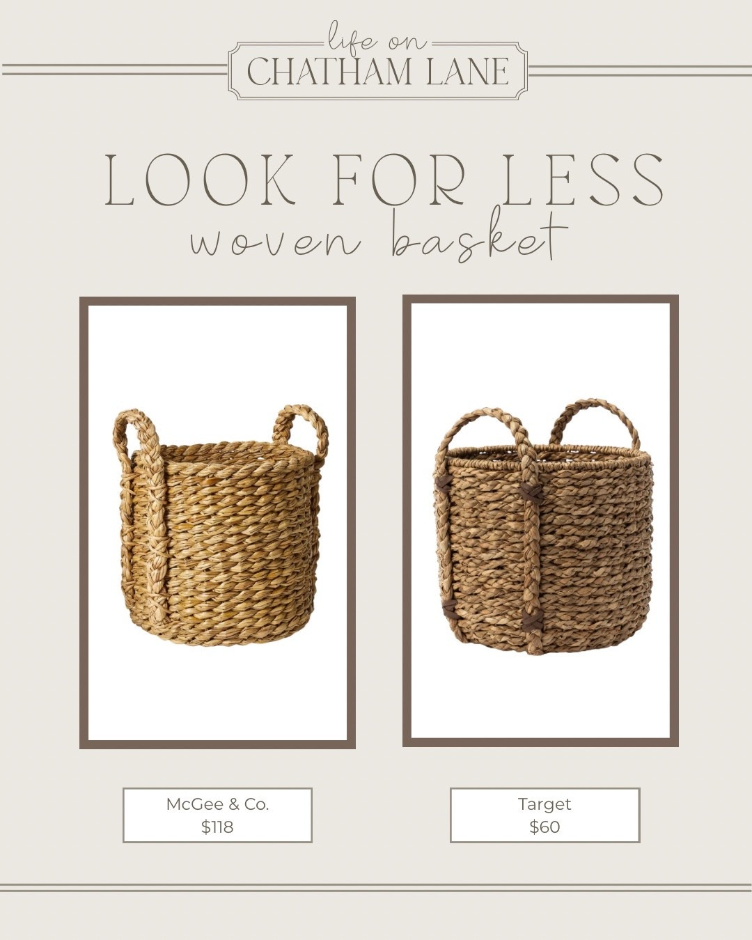 The woven basket from Target is almost half the price of the designer version at McGee & Co.!  Comes in two sizes! 

#LTKHome #LTKFindsUnder100
