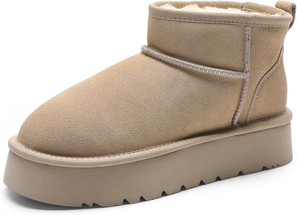 DREAM PAIRS Women's Platform Winter Snow Boots Genuine Suede, Water Resistant Mini Ankle Boots St... | Amazon (US)
