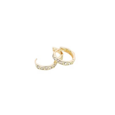 Slickblue Gold Tiny Huggie Earrings, Rhinestone Accent Hoops, Stylish Daily Jewelry, 0.5" | Target