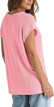 OFEEFAN Sweater Vest for Women Cap Sleeve Tops Knit Lightweight Sweaters XS-XL | Amazon (US)