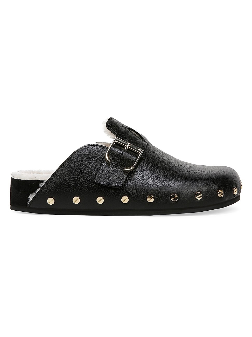 Women's Fern-2 Shearling-Trimmed Leather Mules - Black - Size 9 | Saks Fifth Avenue