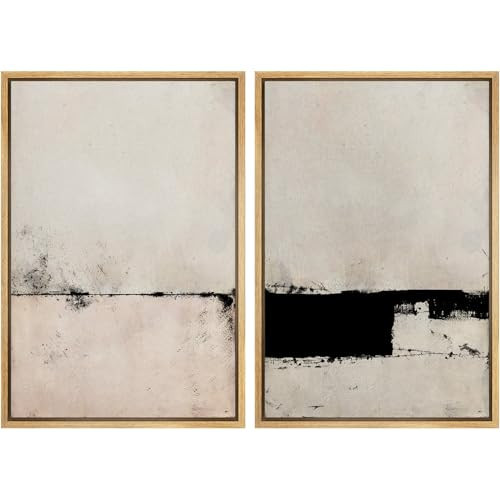 SIGNWIN Framed Canvas Print Wall Art Set Pastel Industrial Grunge Landscape Abstract Shapes Illustrations Minimal Decorative Nordic Relax/Zen for Living Room, Bedroom, Office - 24"x36"x2 Natural | Amazon (US)